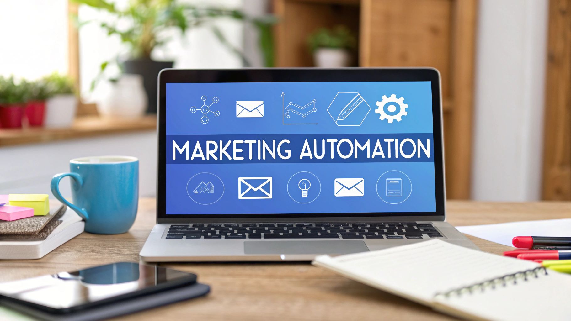Lejek automatyzacji leadów Schemat graficzny lejka sprzedażowego z automatycznymi krokami lead nurturing